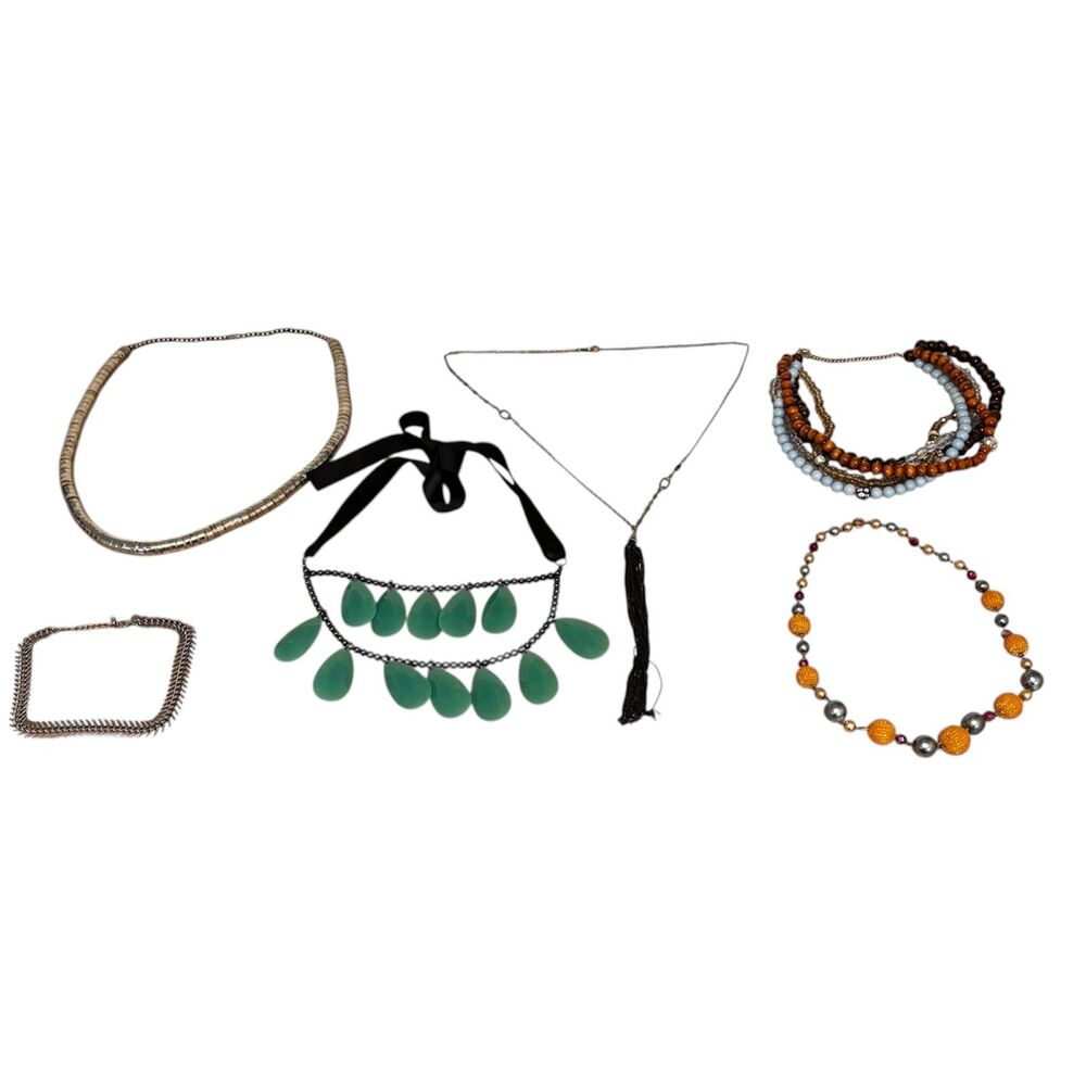 Lot of 6 Necklaces Beaded Necklaces, Multi-Layer, Choker, Tassel, Snake-Chain